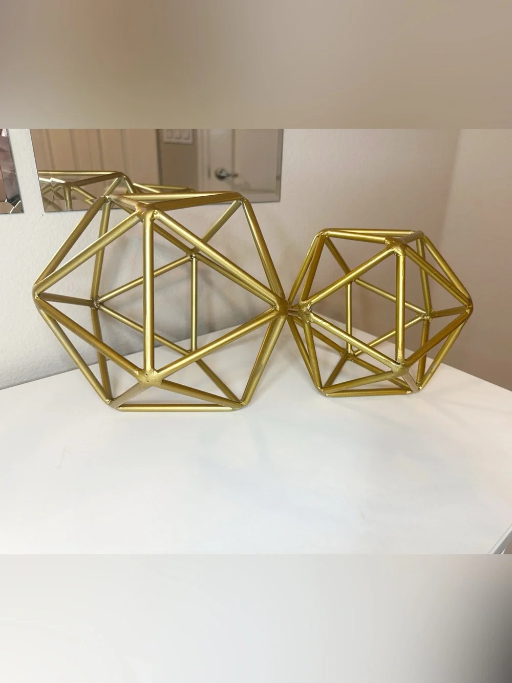 Gold Decorative Metal Geometric Sphere Accent - Gold - Picture 3 of 7